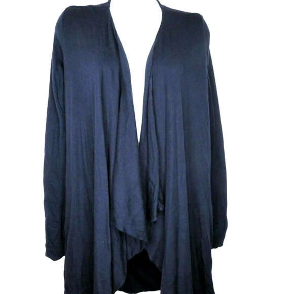 Neal Sperling Open Drape Front Angora Cardigan Sweater M Navy Blue USA Made VTG - Picture 3 of 10
